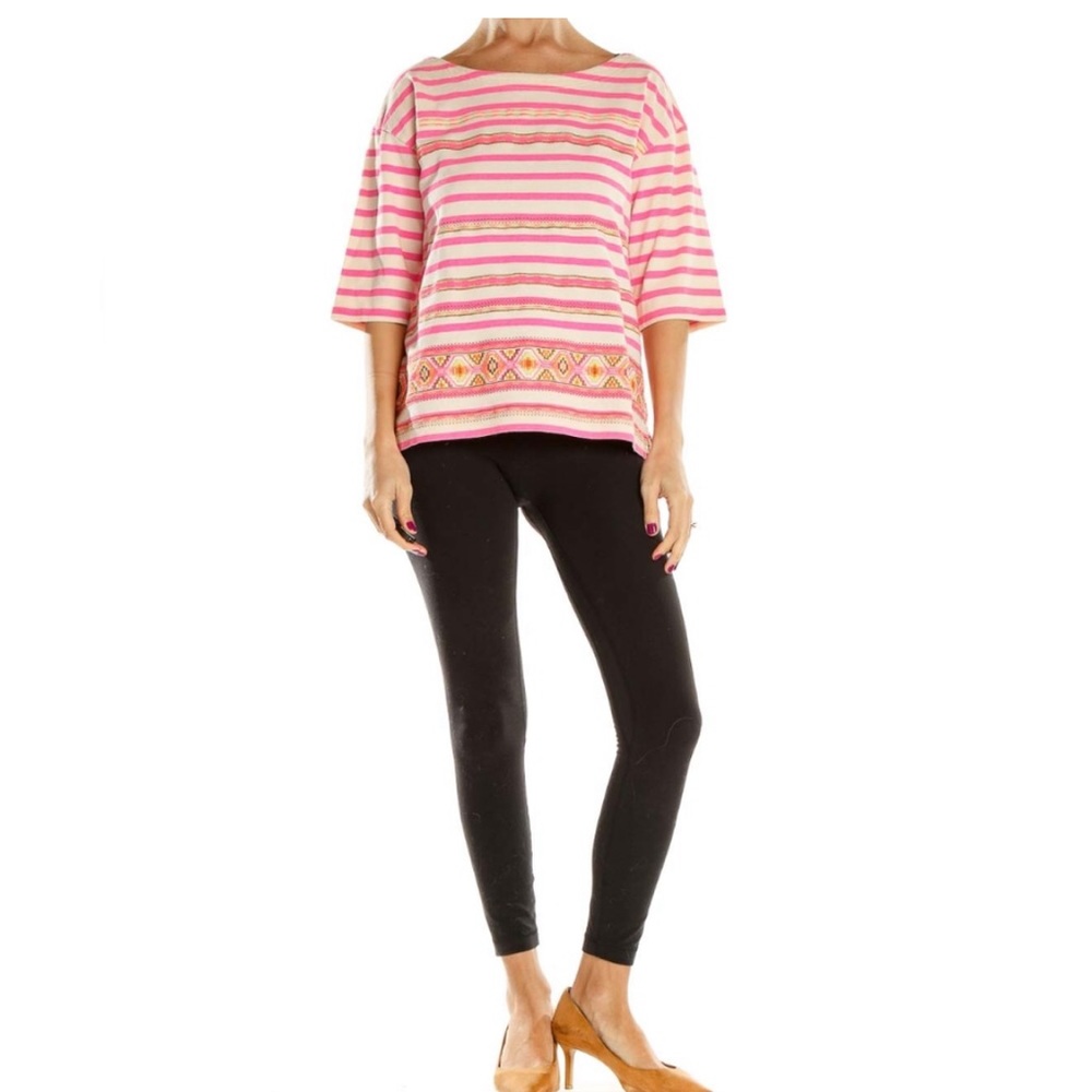 JCREW EMBROIDERED AZTEC INSPIRED TOP NEON WOMEN SMALL